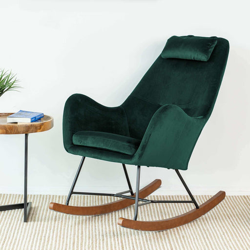 Chelsea Green Velvet Rocking Chair | Ashcroft Furniture | Houston TX | The Best Drop shipping Supplier in the USA