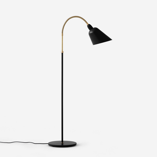 & Tradition AJ7 Bellevue Floor Lamp - Black and Brass Color on White Background