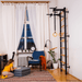 Black BenchK wall bar in a home setting, adorned with various gymnastics accessories