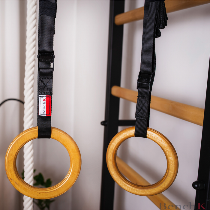 BenchK 211 Wallbar with Wooden Pullup Bar + Gymnastics Accessories