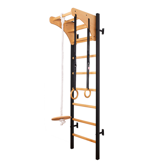 BenchK 211 Wallbar with Wooden Pullup Bar + Gymnastics Accessories