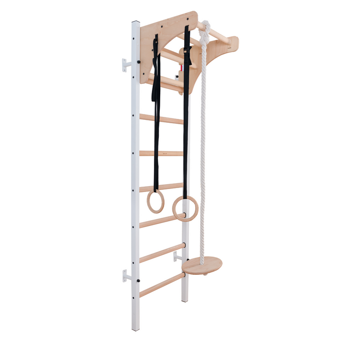 BenchK 211 Wallbar with Wooden Pullup Bar + Gymnastics Accessories