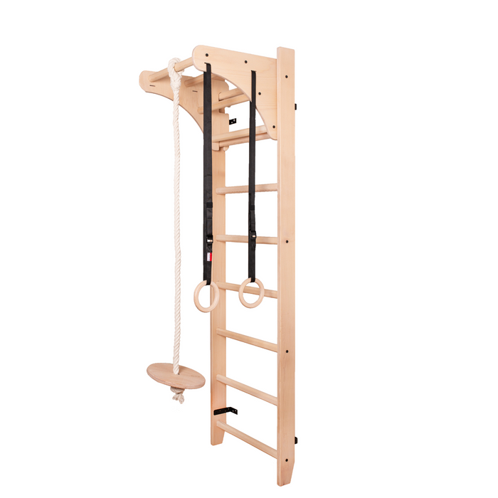 BenchK 111 Solid Wood Wall Bar with Adjustable Pull-Up Bar and Gymnastics Accessories