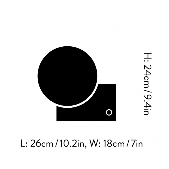 Illustration of dimensions for the &Tradition SHY1 Journey Table Lamp