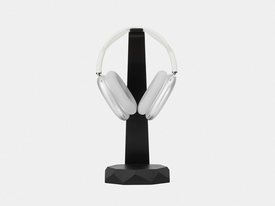 Oakywood: Black 2-in-1 Headphones Stand with Wireless Charger | Sleek Black Finish