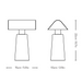 Illustration with Dimensions for &Tradition MF1 Caret Portable Table Lamp