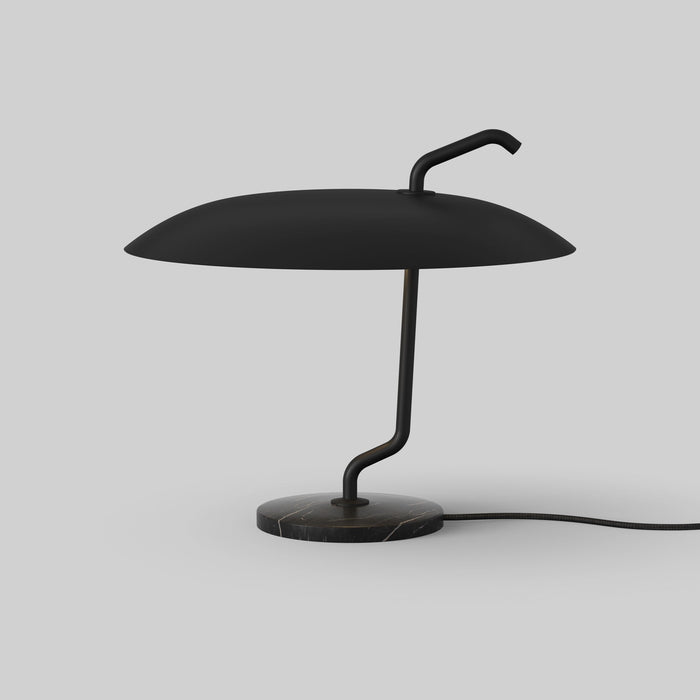 Astep Model 537 Table Lamp. brass structure - blac kreflector - black marble base
