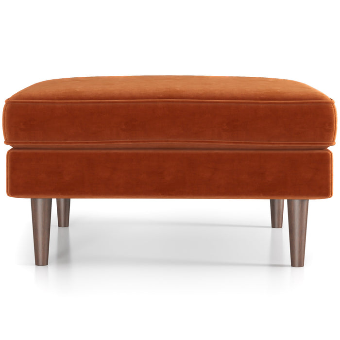 Amber Mid-Century Modern Square Upholstered Ottoman