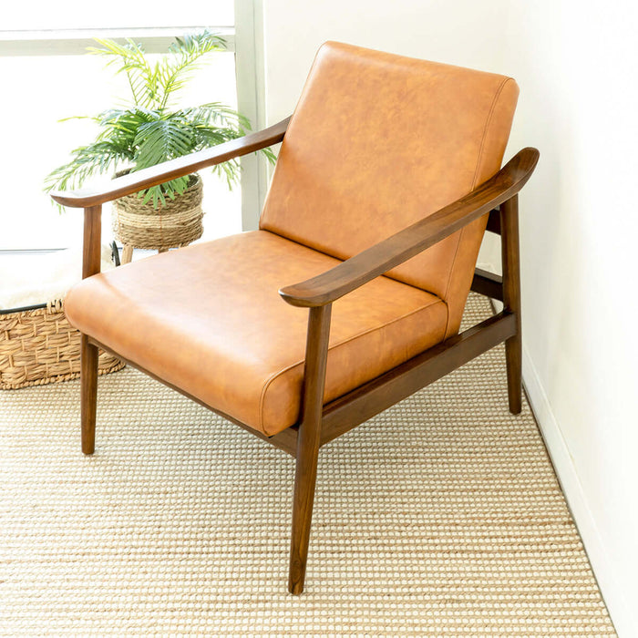 Brandon Solid Dark Tan Leather Lounge Chair | Ashcroft Furniture | Houston TX | The Best Drop shipping Supplier in the USA